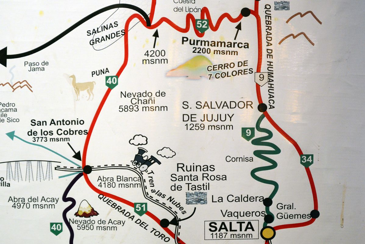 01 Map Showing The Two Roads From Salta To Purmamarca